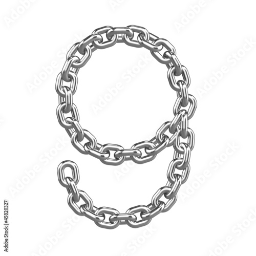 3d Chain Numbers Font - 9