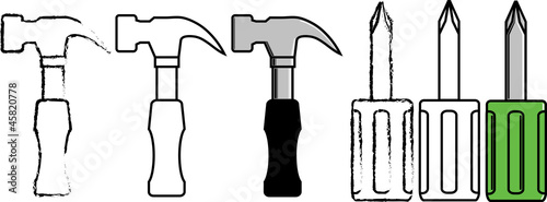 Hammer and screw driver vector