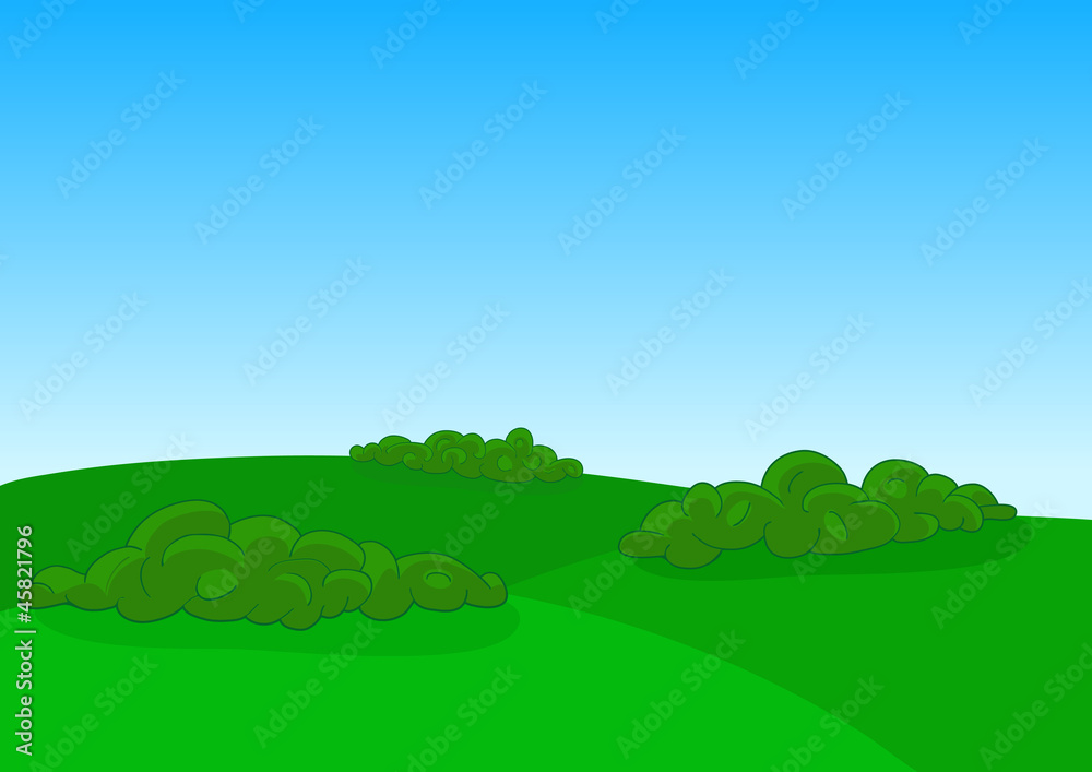Green field landscape, vector illustration