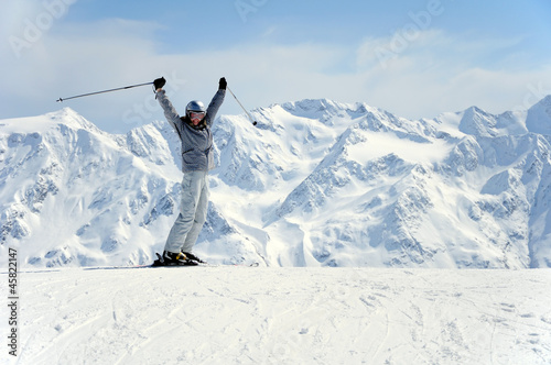 joyful female skier photo