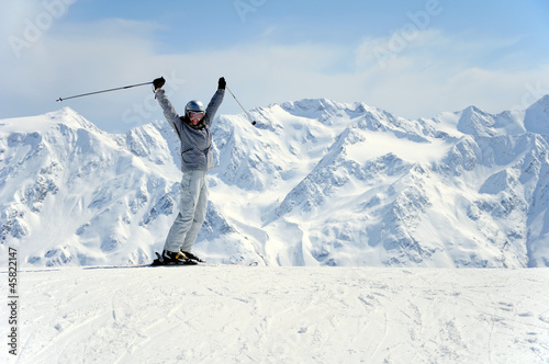 joyful female skier