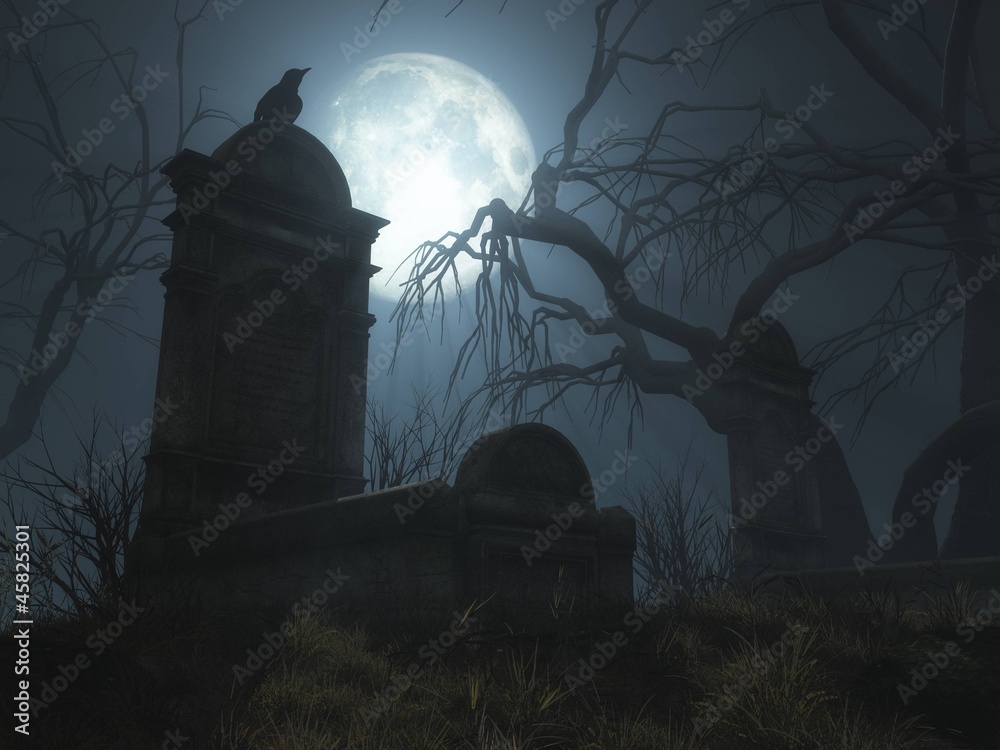 Obraz premium Grab im Vollmond