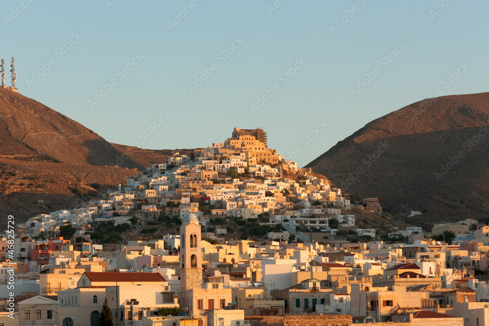 Syros - View of Ermoupoli at sunrise - Cyclades