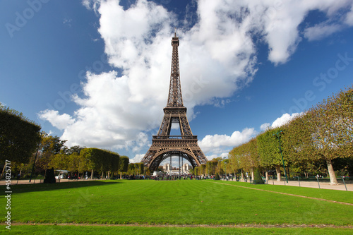 Eiffel Tower with park in Paris, France