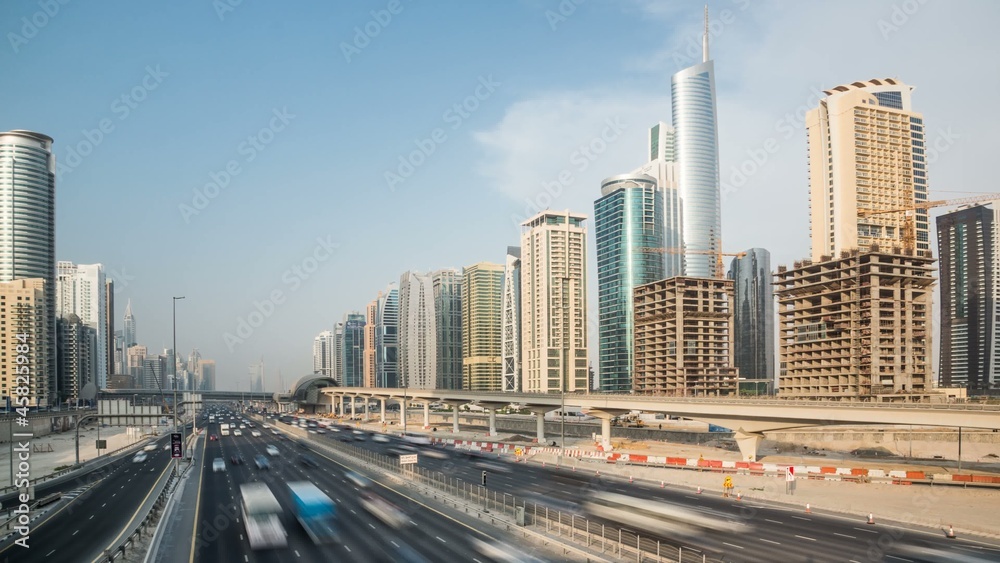 Dubai Sheikh Zayed Road Timelapse 4K at Sunset Dubai Sheikh Zayed Road Timelapse 4K at Sunset