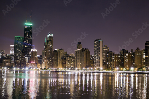 financial district  night view Chicago 
