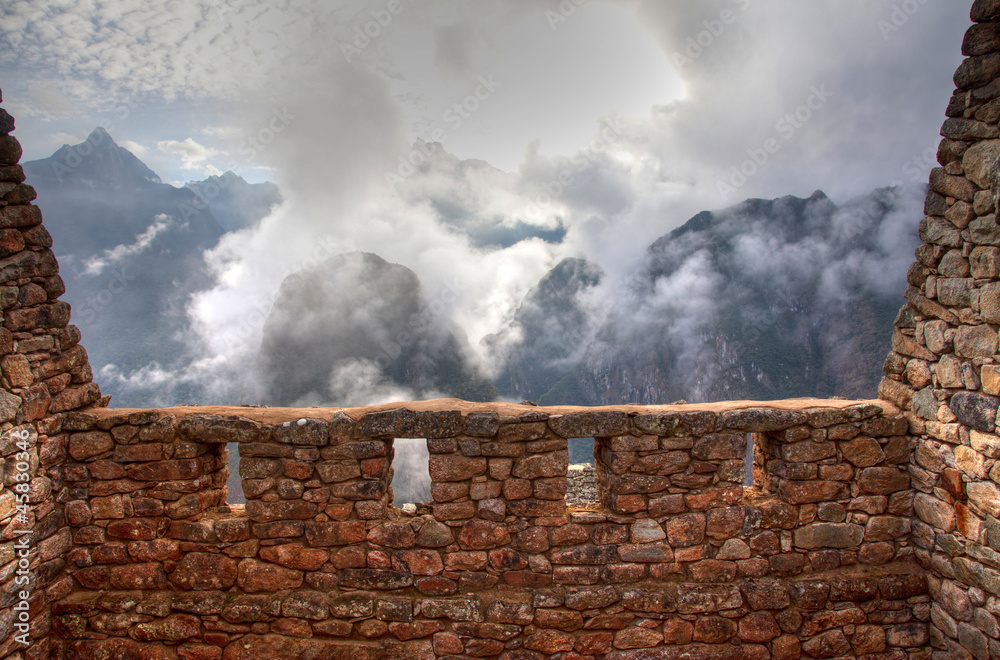 Views around Machu Picchu Inca ruins in the cioud forest Peru