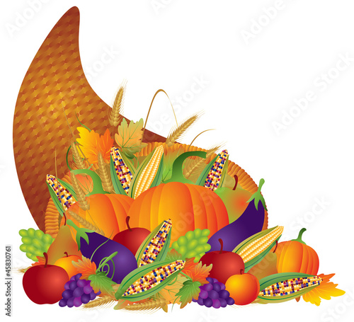 Thanksgiving Day Fall Harvest Cornucopia Illustration