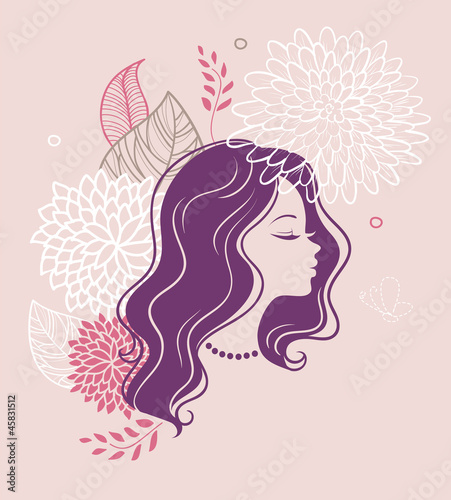Beautiful woman with floral