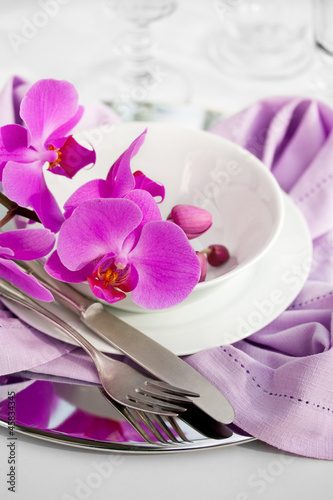 Festive Table Setting with Orchid