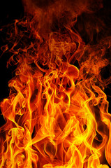 fire on a black background