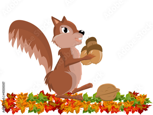 llustration of funny cute Chipmunk with peanut