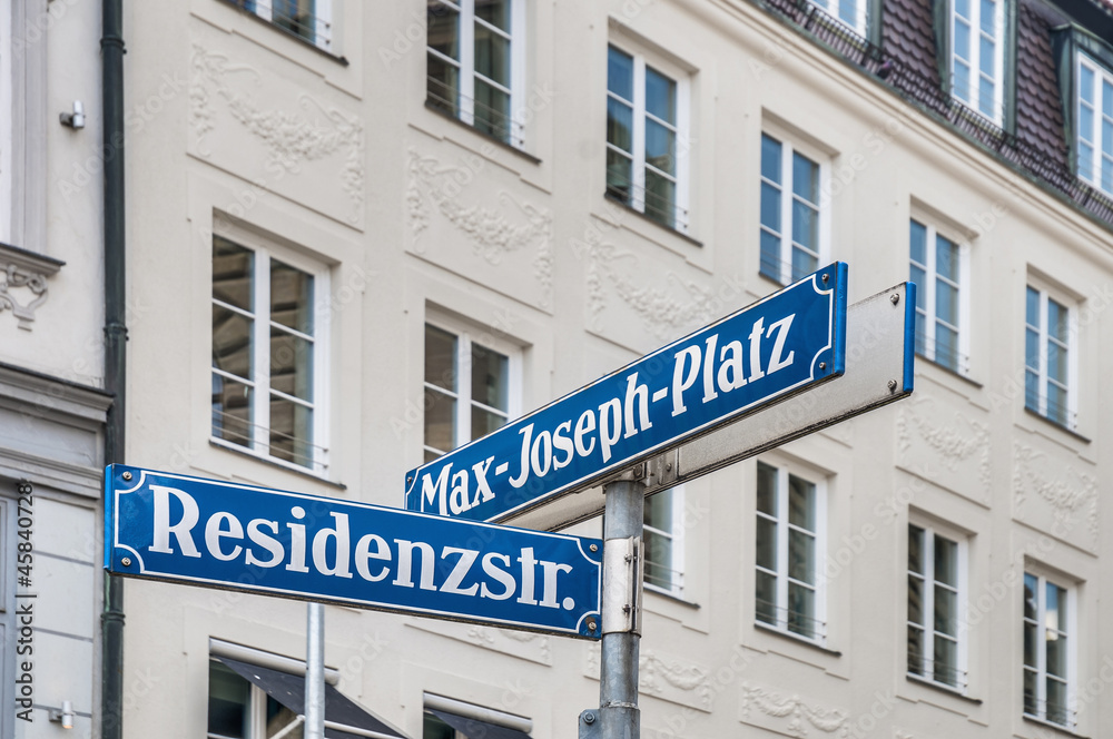 Max-Joseph-Platz street sign in Munich, Germany Max-Joseph-Platz street sign in Munich, Germany
