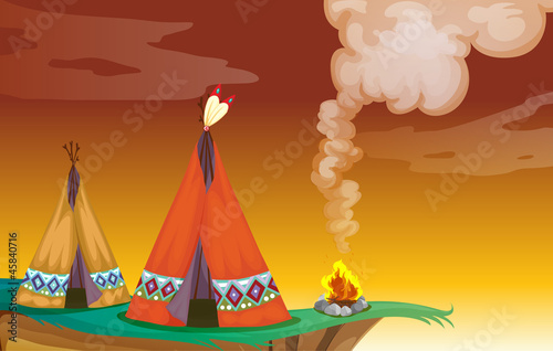 tent house and fire