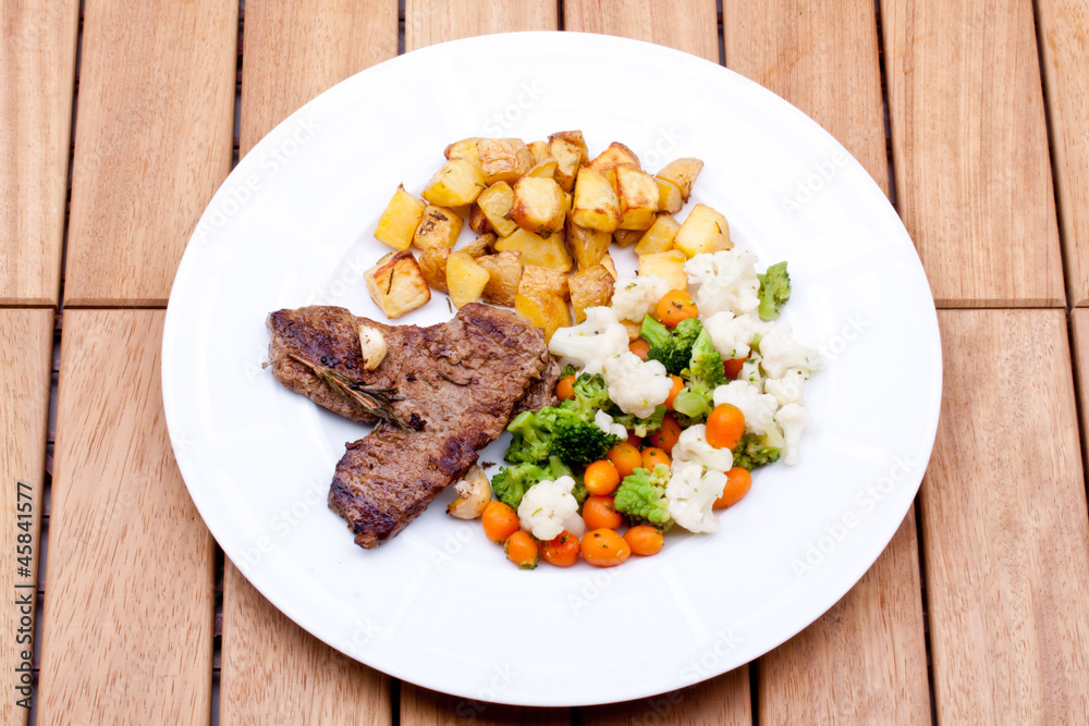 grilled steak and vegetables