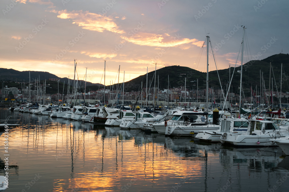 Port at sunset