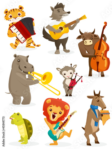 Animals playing intruments, vector illustration