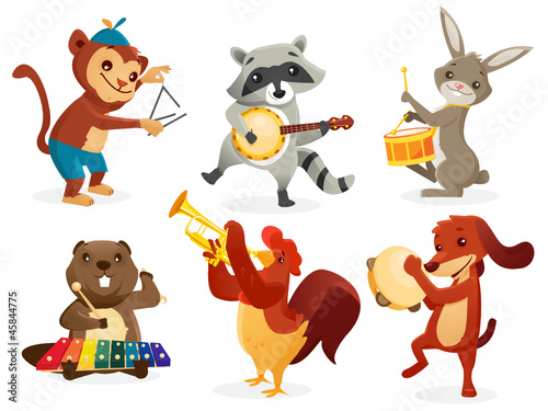 Animals playing intruments, vector illustration