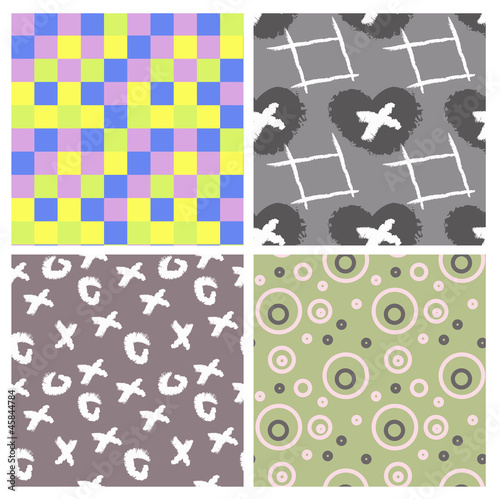 set of four decorative patterns with cells, chalk strokes