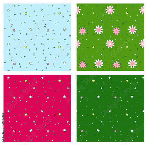 set of four decorative seamless ornaments with flowers