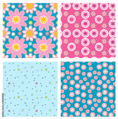 set of four floral patterns