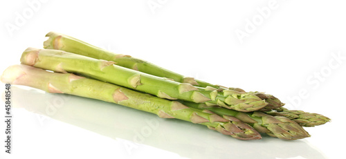Fresh asparagus isolated on white.