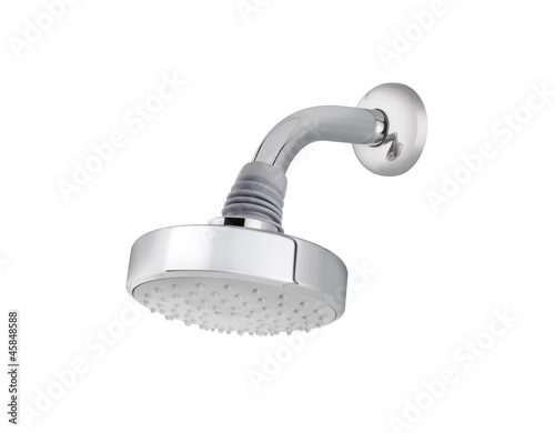 Chrome shower head isolated on white background