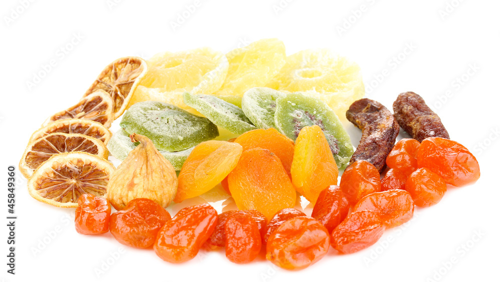 Dried fruits isolated on white Dried fruits isolated on white