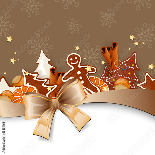 Vector Illustration of a Christmas Background with Ribbon