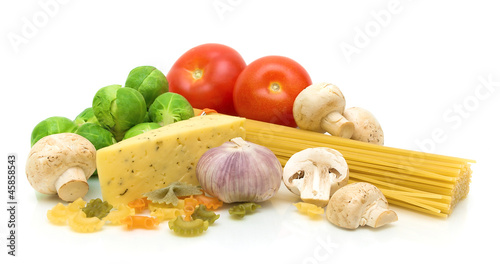still life of fresh food on a white background