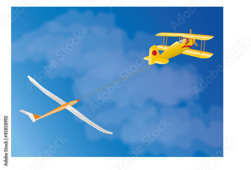 Segelflugzeug im Schlepp