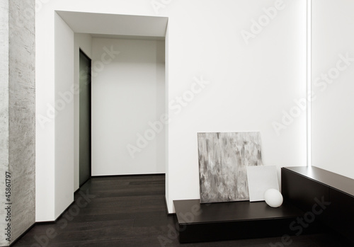Modern minimalism style hall interior in black and white tones