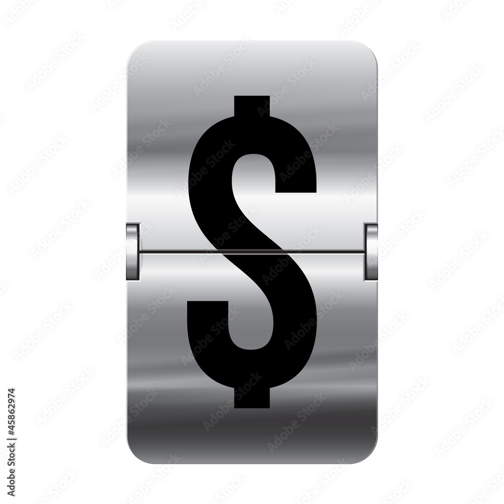 Silver flipboard letter - departure board - dollar Silver flipboard letter - departure board - dollar