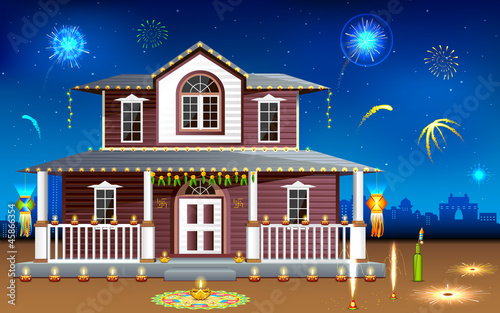 Decorated house in Diwali night