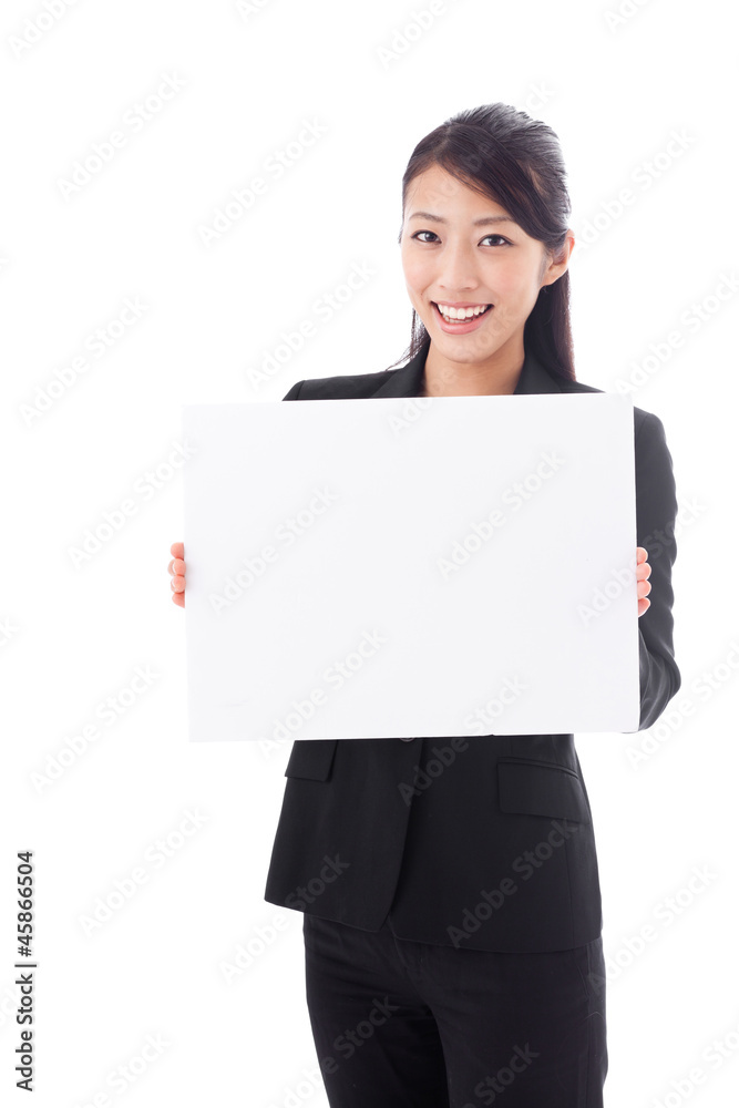 asian businesswoman showing white board asian businesswoman showing white board