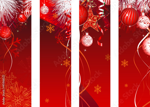 Vertical Christmas Banner Red Decoration