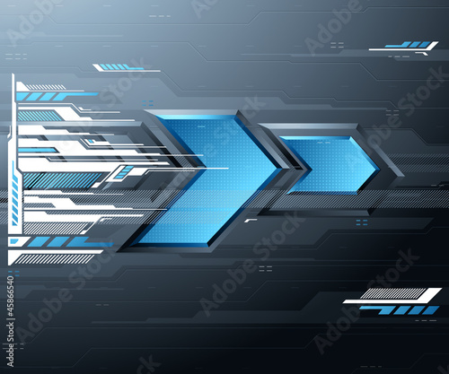 Futuristic background with blue arrows. Vector illustration