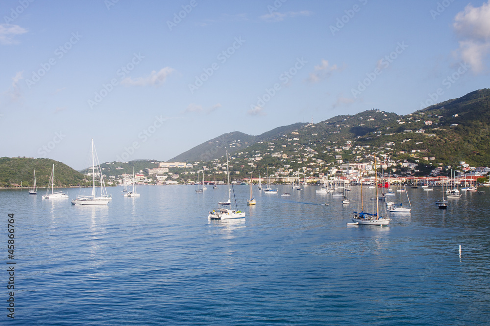 Sailboats in Blue Bay on St Thomas
