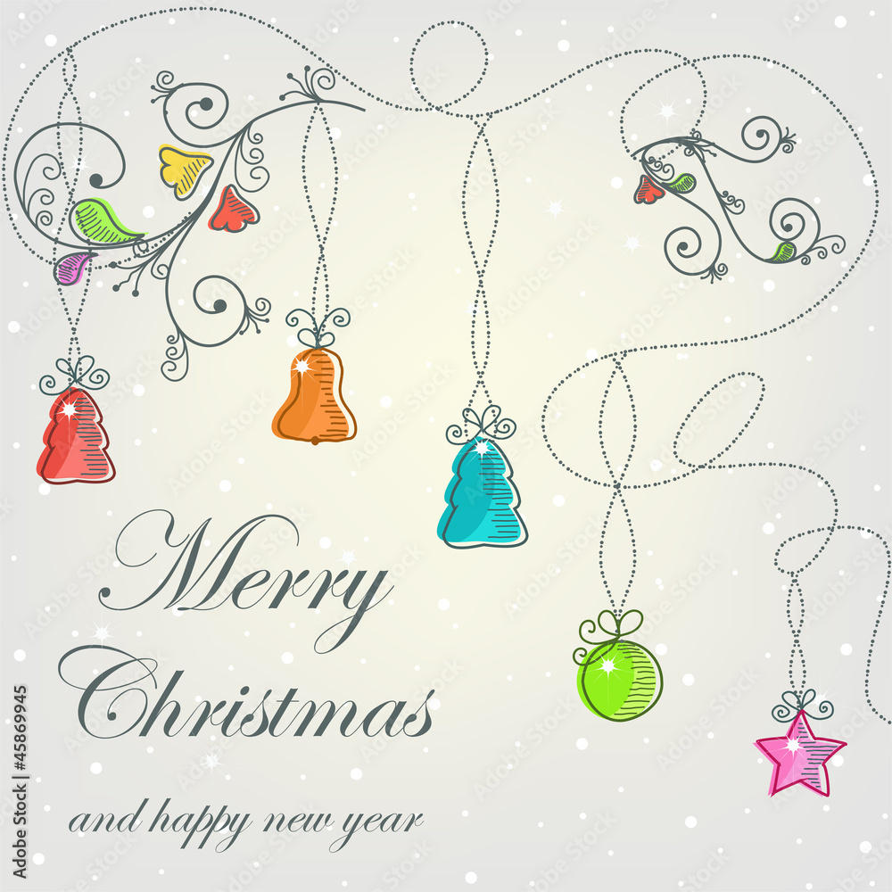 Naklejka premium Beautiful card with Christmas