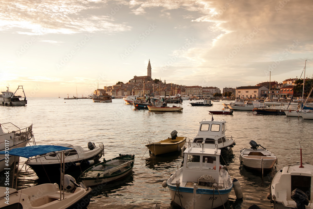 the old town Rovinj at sunset
