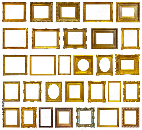 Set of 30 gold picture frames