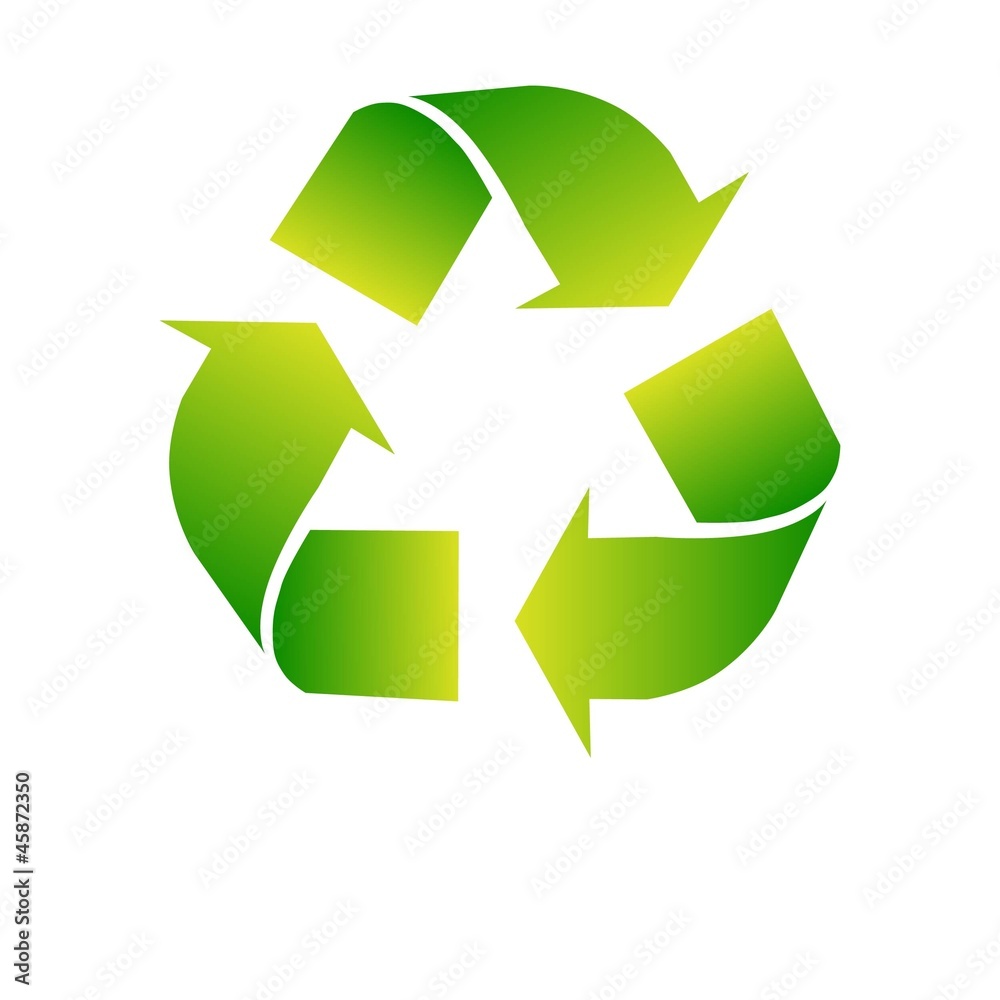 Green recycle icon on white background Green recycle icon on white background