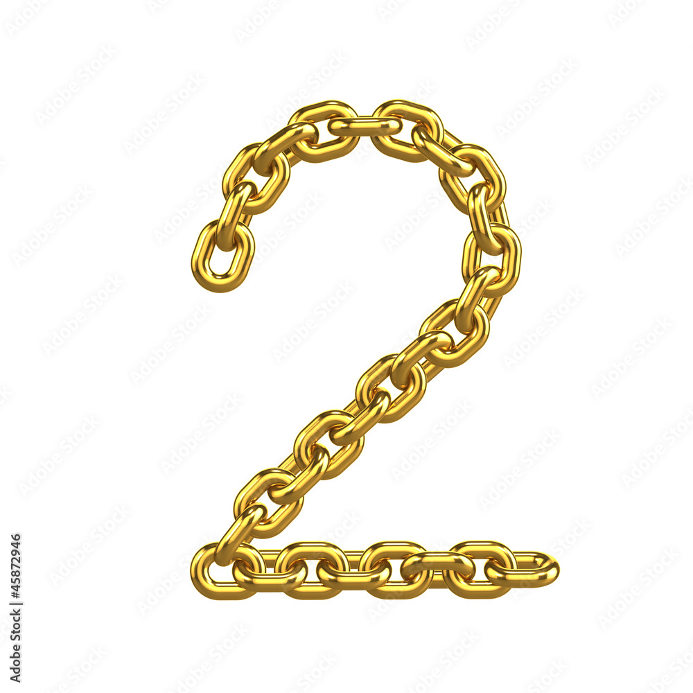 Obraz premium 3d Gold Chain Numbers Font - 2