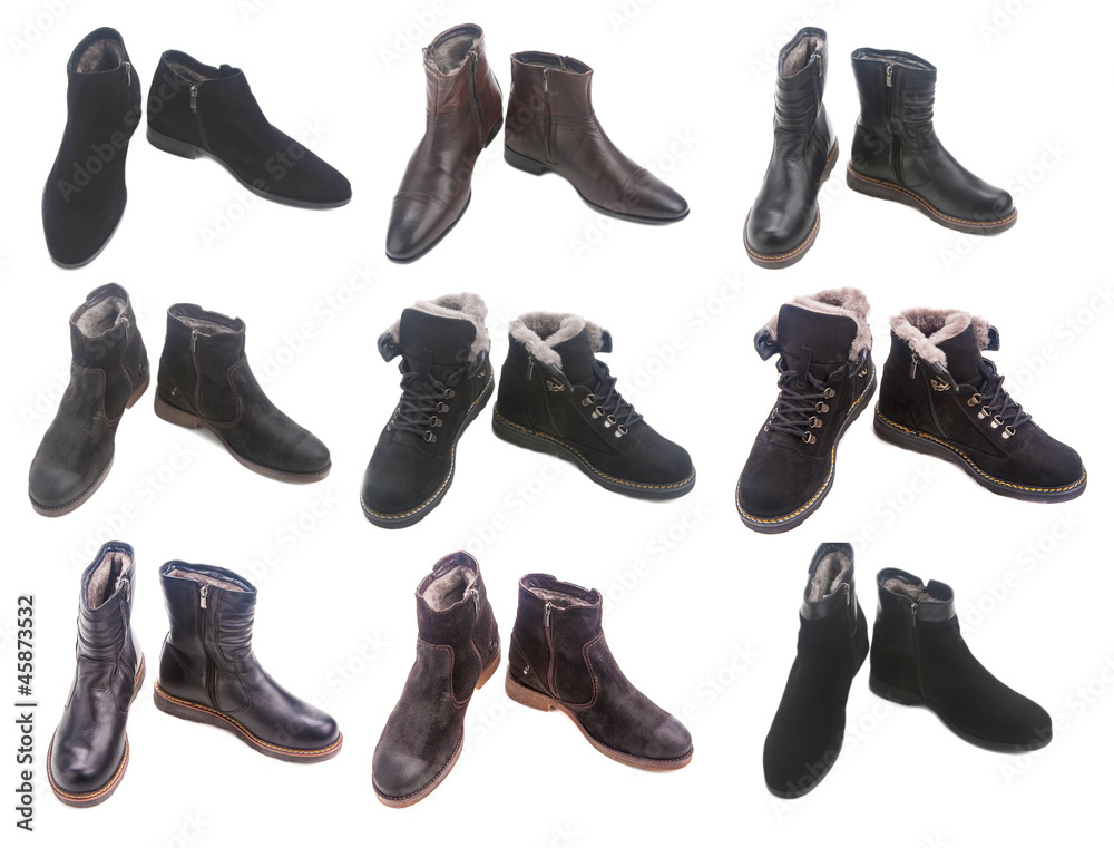 winter shoes collage isolated on white winter shoes collage isolated on white