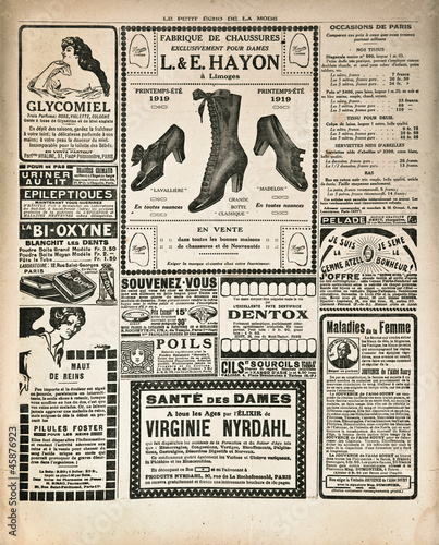 newspaper page with antique advertisement