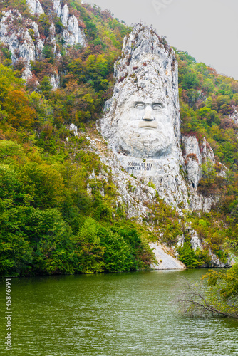 Decebal the rock statue on the Danube photo