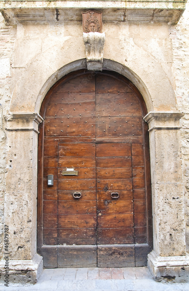 Wooden door. San Gemini. Umbria. Italy.