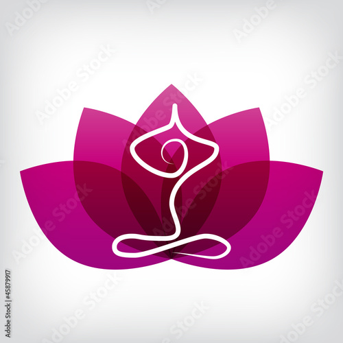 Yoga Logo mit violetten Blättern