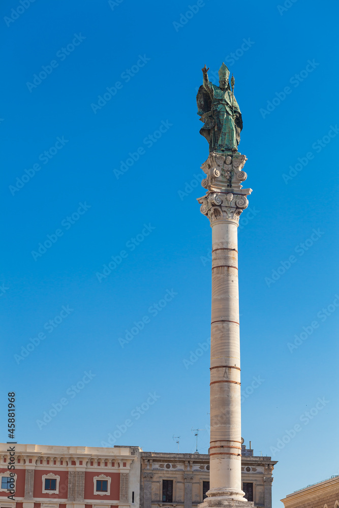 Saint Oronzo famous statue in the center of Lecce city