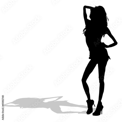 skinny girl posing vector silhouette